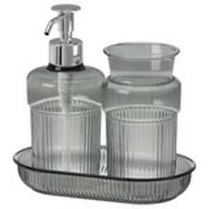 IKEA Brofjarden Gray 3-Piece Chic Bathroom Set Tray Soap Dispenser & jar